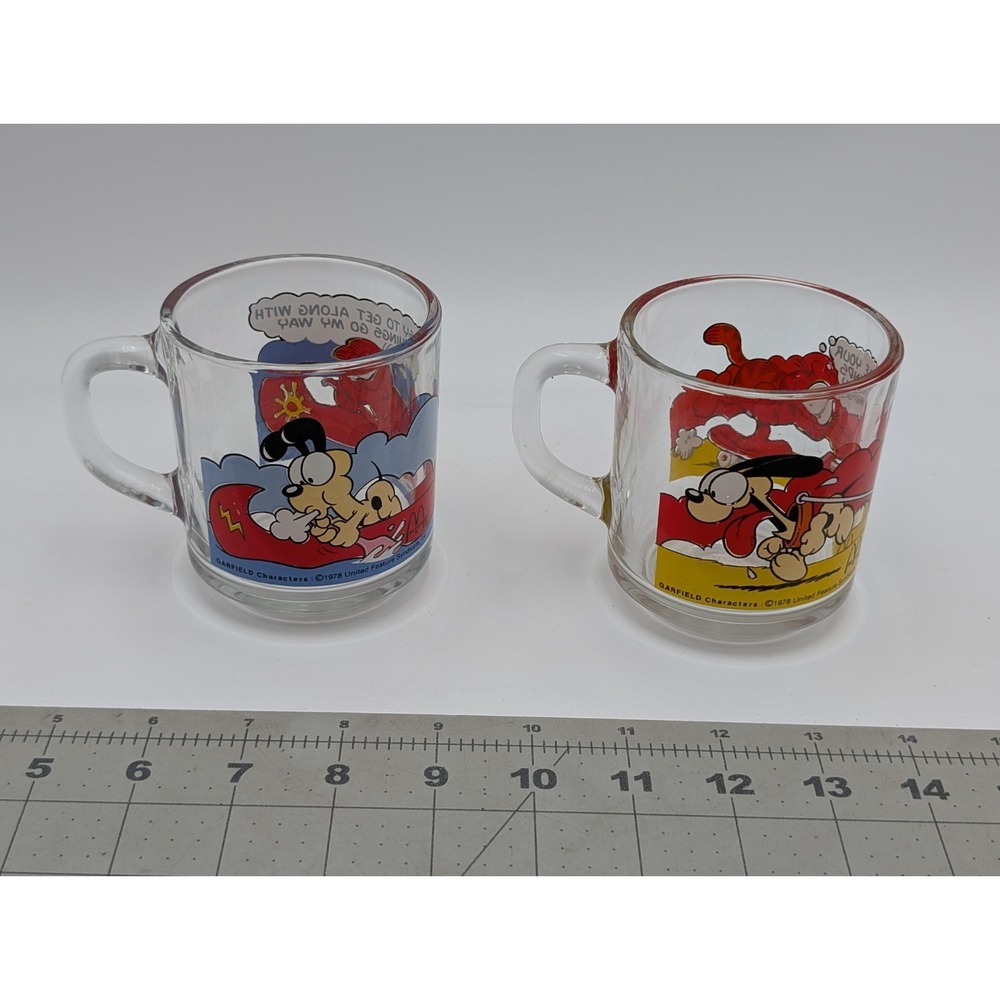 McDonalds Garfield Odie Glass Coffee Cup Mug Lot of 2